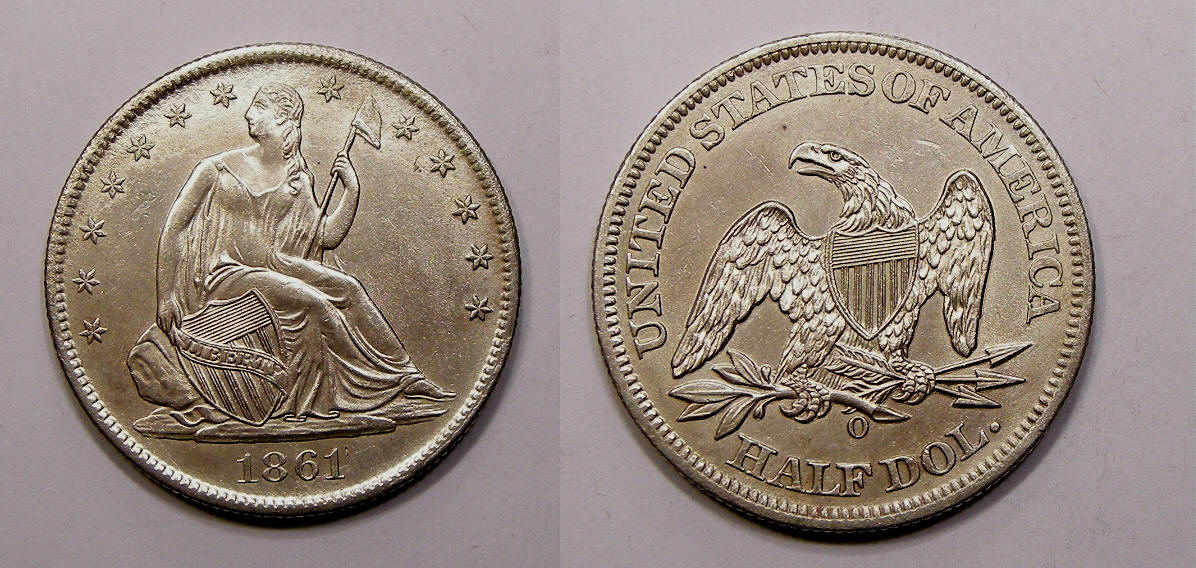 1861 O Half DIE BREAK IN 6 UNC. INV#77 10  